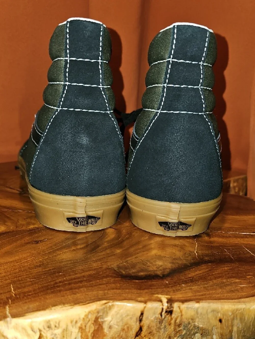 Vans High-Top Sneakers in Navy, Olive & Gum